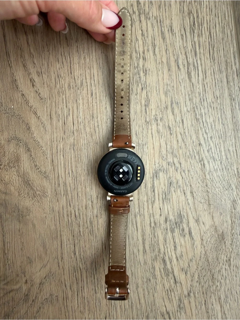 Garmin Lily 2 with brown leather band